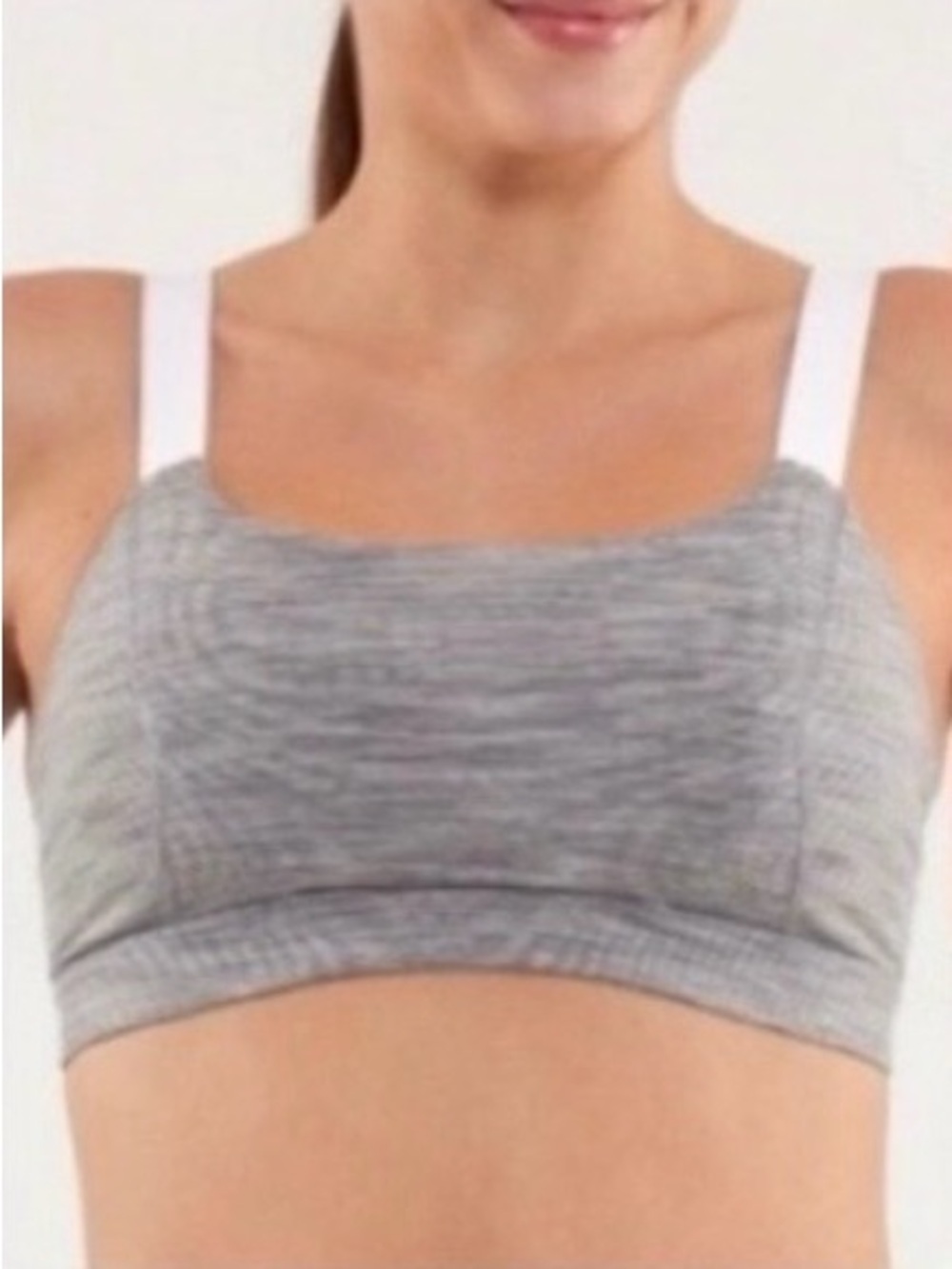 LULULEMON ATHLETICA Gray + White Size 12 EUC Adjust Me Sports Bra. Convertible